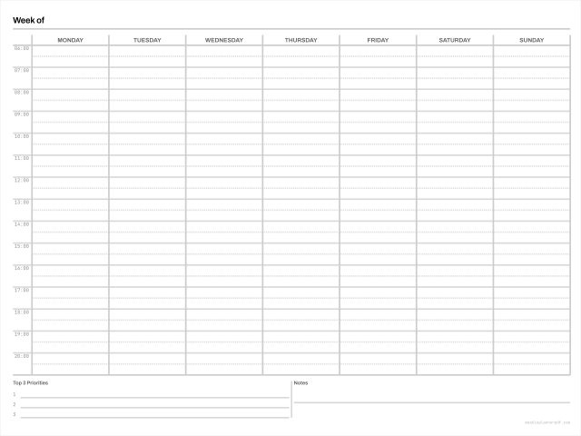 Digital weekly planner for tablets, Digital (tablet) 285.75 by 381 millimetres