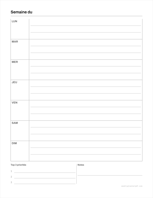 Large print weekly planner, US Letter 215.9 by 279.4 millimetres