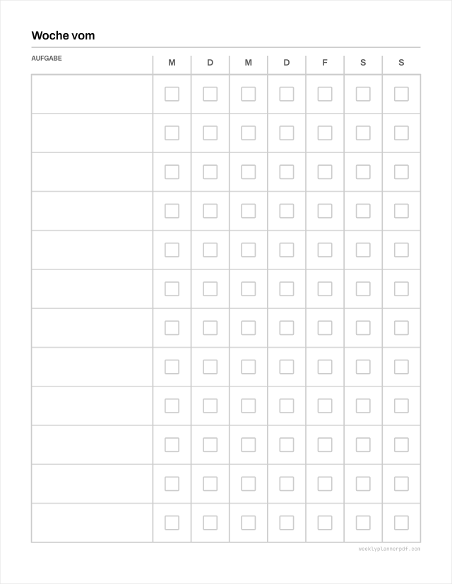 Weekly medication schedule, US Letter 215.9 by 279.4 millimetres