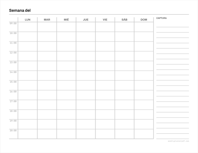 Weekly study planner, US Letter 215.9 by 279.4 millimetres